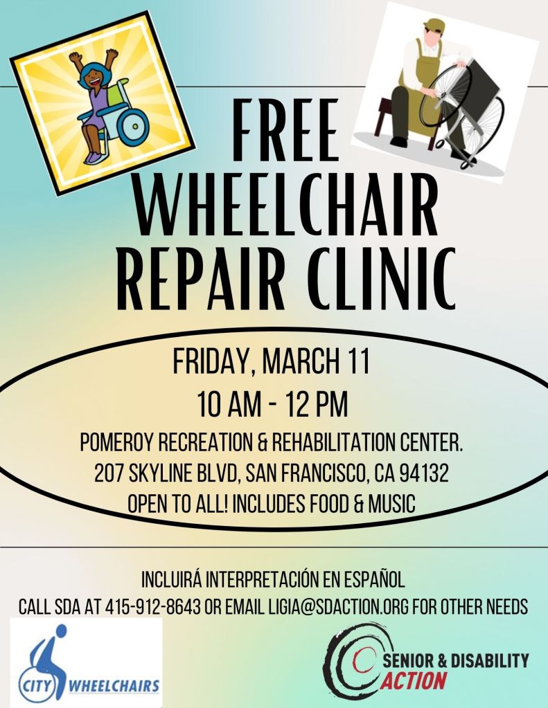 FREE WHEELCHAIR REPAIR CLINIC on Friday, March 11 from 10am from 12pm (image)